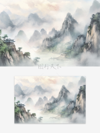 创意中国风山水背景图