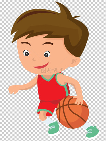 卡通中国男孩打篮球的人物设计