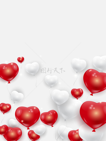 情人节红色白色心形气球背景