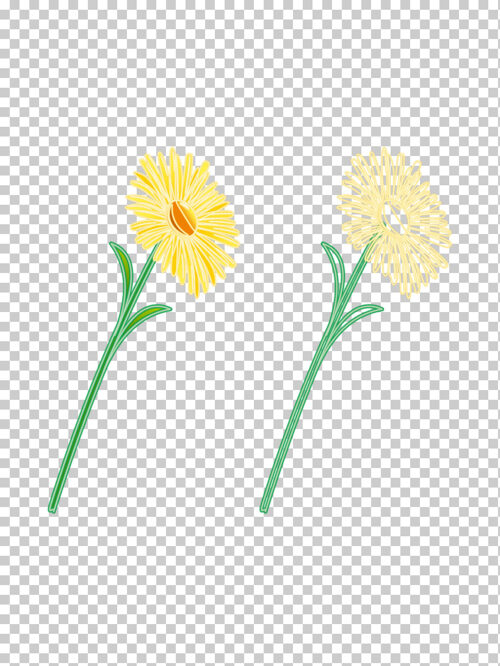 带枝叶的黄色菊花霓虹灯招牌矢量图插画素材