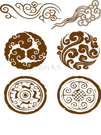 中国传统图案祥云古老图案褐色