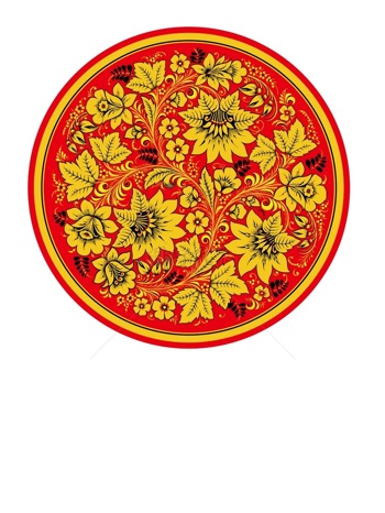 传统 欧式俄式 圆形花卉图案背景贴图红底黄花满屏