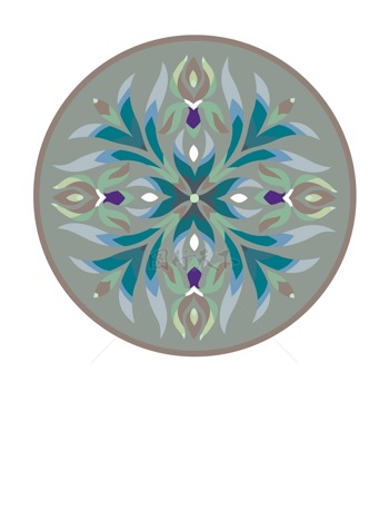  传统 欧式俄式 圆形花卉图案背景贴图灰白色底曼陀花