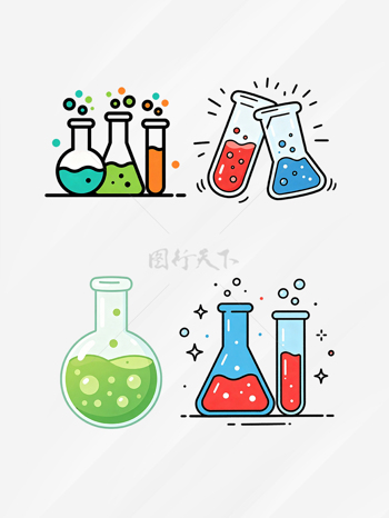 卡通扁平创意化学试管涂鸦插画