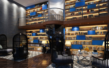 有设计感的室内装修  现代书房带旋转楼梯