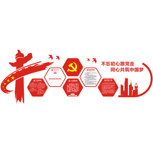 红色入党誓词党建文化墙党员义务和权利展板