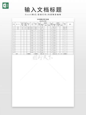 通用企业公司报酬工资表EXCEL模板