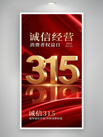 诚信经营315红金质感消费者权益日海报