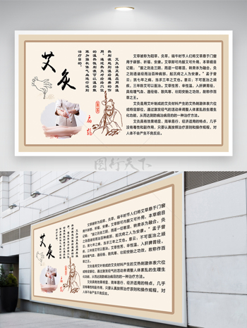 传统中医艾灸养生保健中医理疗健康养生展板
