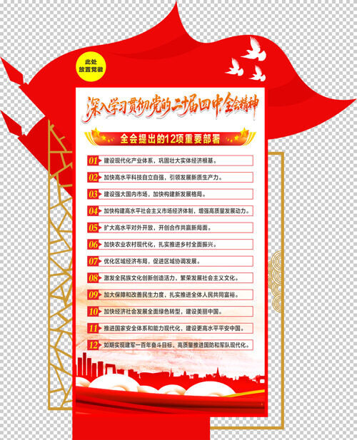 二十届四中全会12项重要部署红色主题文化墙