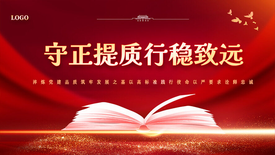 守正提质行稳致远书本飞鸟图案党建主题展板